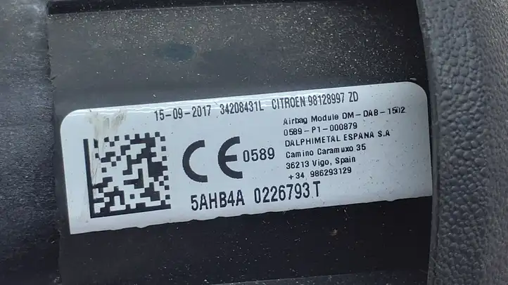 Citroen C3 (2016 - ) 98128997ZD Подушка безопасности руля — фото 2