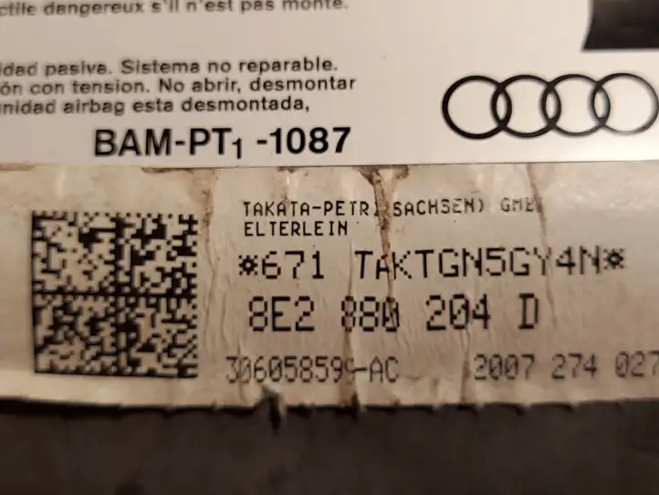 Audi A4 S4 B7 8E 8H (2004 - 2009) 8E2880204D Подушка безопасности пассажира — фото 6