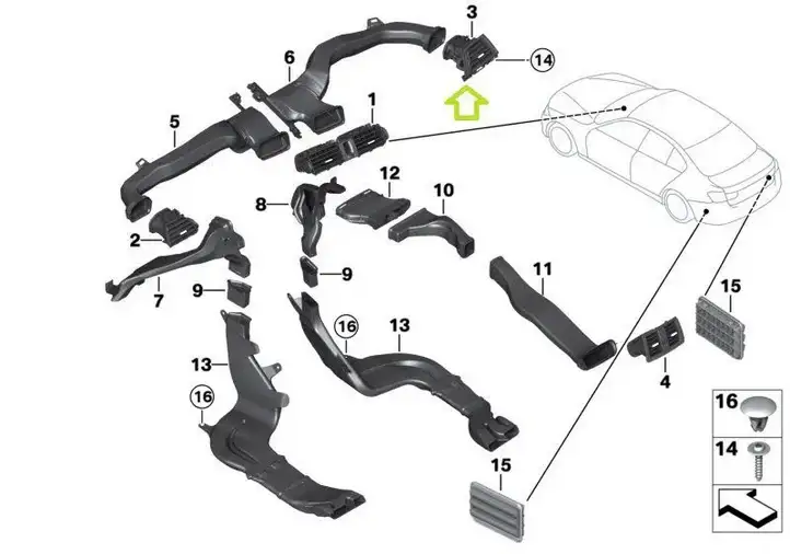 BMW 3 F30 F35 F31 (2012 - 2018) 9231995 Боковой воздушный дефлектор — фото 7