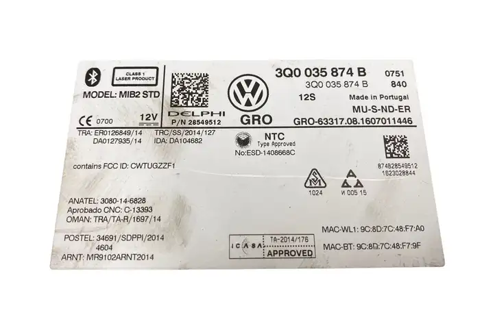 Volkswagen Golf VII (2013 - 2019) 3Q0035874B Магнитола / мультимедийная система — фото 7