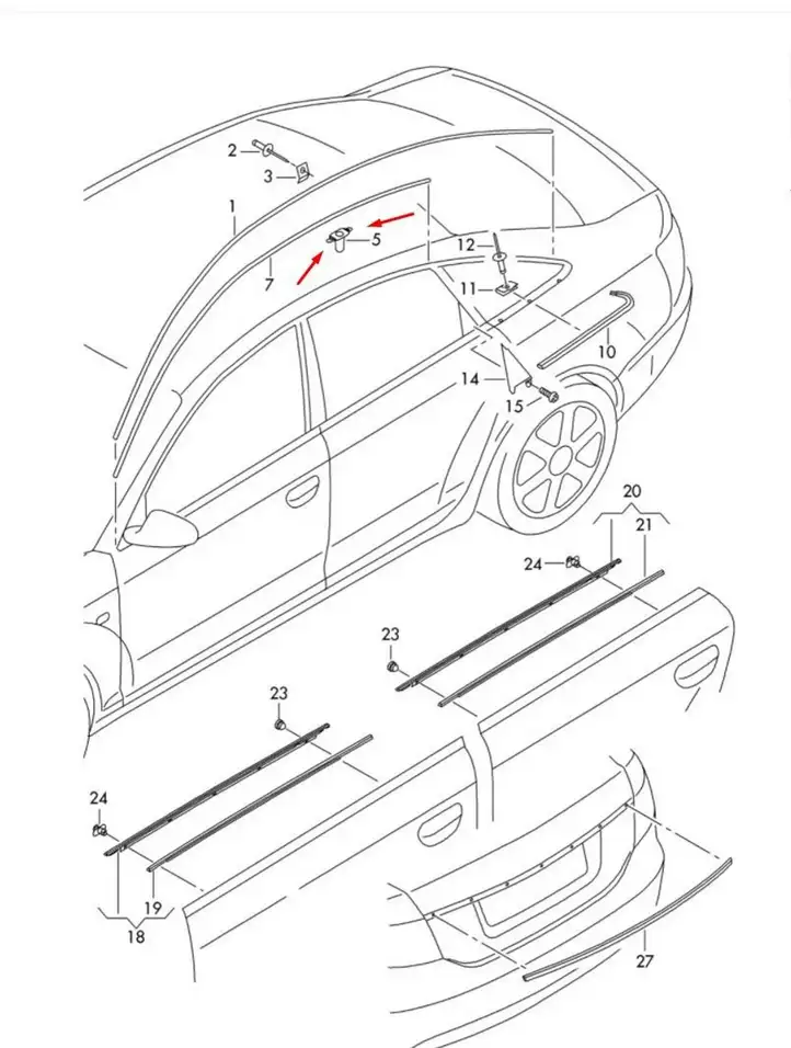 Audi A4 S4 B6 8E 8H (2000 - 2006) 8E5853213 Прочие внешние детали — фото 7