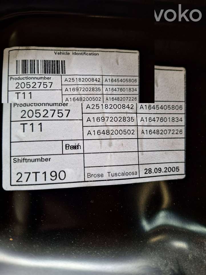 Mercedes-Benz ML W164 (2005 - 2011)  A2518200842 Механизм для электрического подъема окон передней двери (без двигателя)