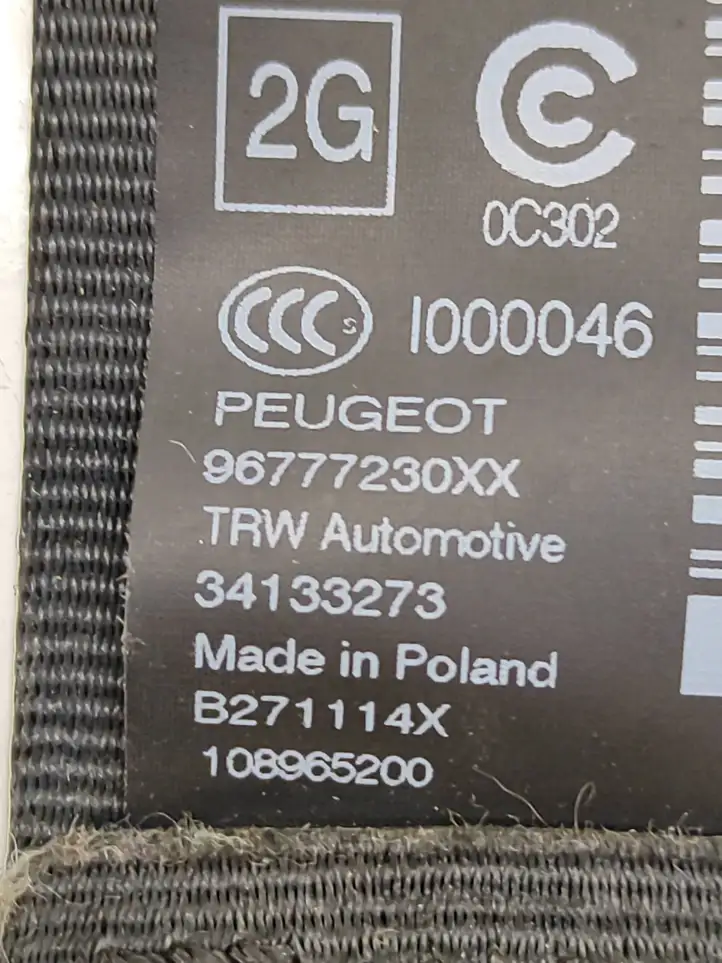 Peugeot 308 (2013 - 2021) 96777230XX Задний ремень безопасности — фото 5