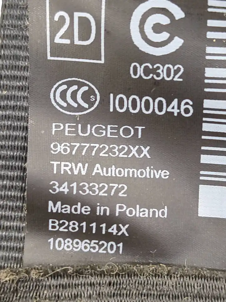 Peugeot 308 (2013 - 2021) 96777232XX Задний ремень безопасности — фото 6