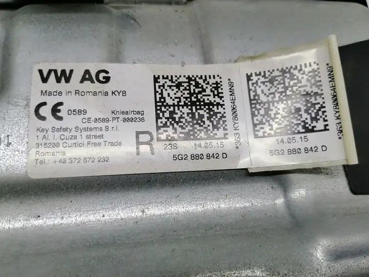 Volkswagen Golf VII (2013 - 2019) 5G2880842D Коленная подушка безопасности — фото 3