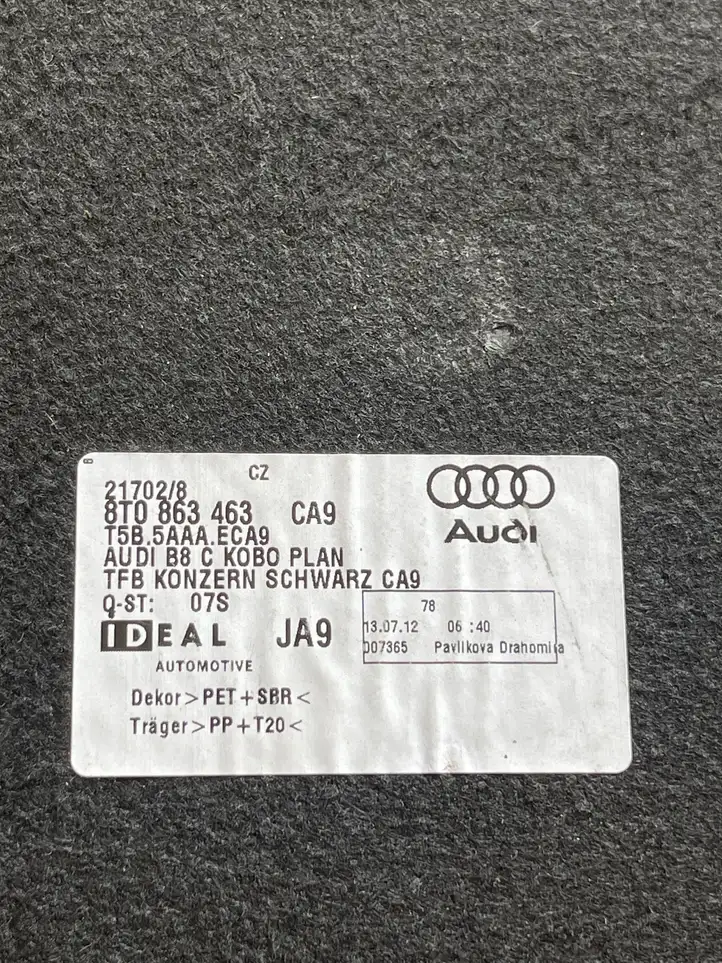 Audi A4 S4 B8 8K (2011 - 2015) 8T0863463 Коврик багажника — фото 2