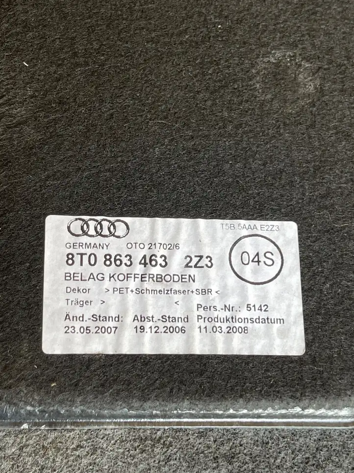 Audi A4 S4 B8 8K (2007 - 2011) 8T0863463 Коврик багажника — фото 2