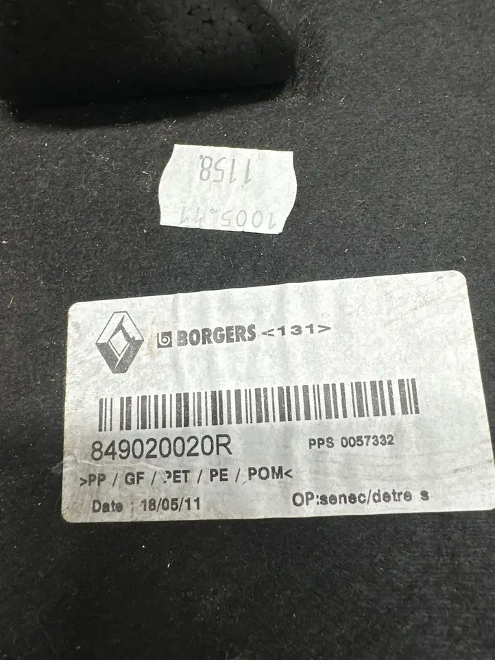 Renault Laguna III (2007 - 2015) 849020020R Коврик багажника — фото 3
