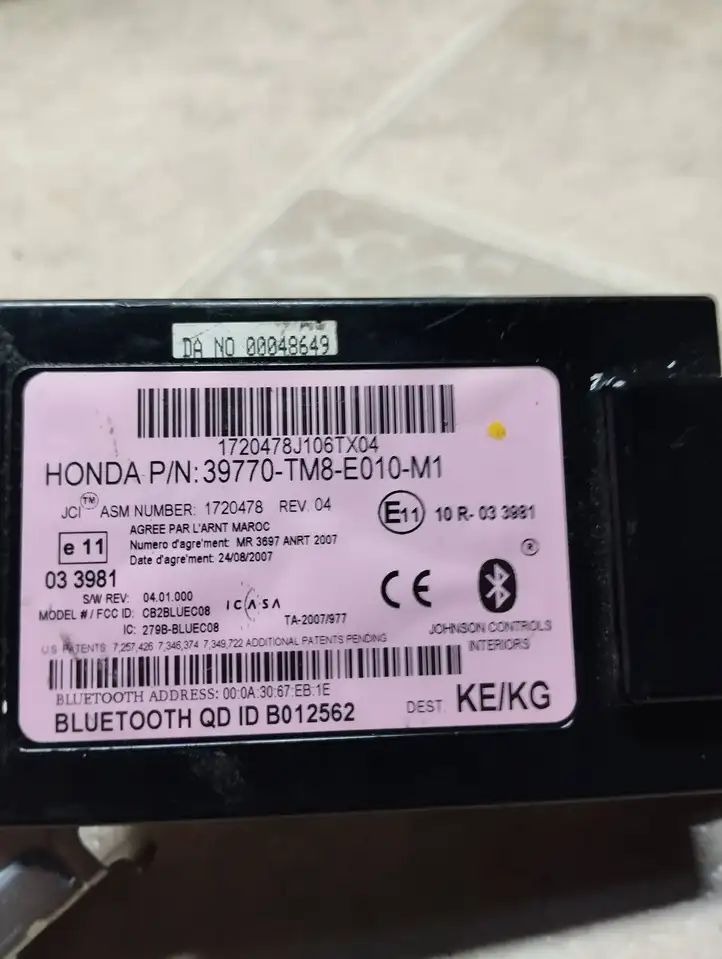 Honda Insight (2009 - 2011) 39770TM8E010M1 Bluetooth модуль — фото 4