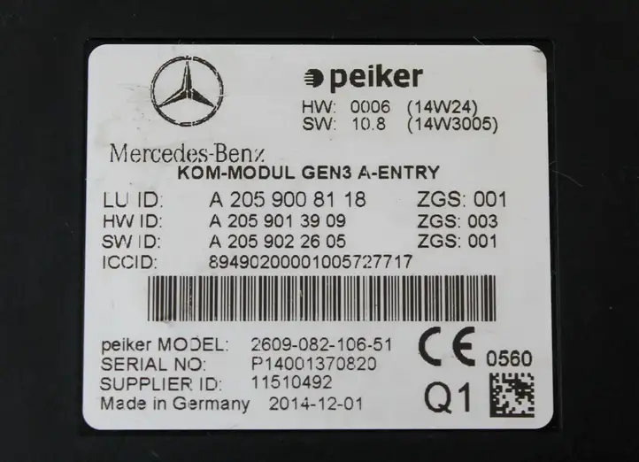 Mercedes-Benz C W205 (2014 - 2021) A2059008118 Прочие блоки управления — фото 2