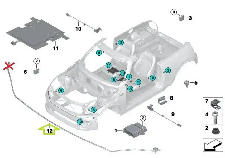 Mini One Cooper F56 F55 (2012 - 2022) 9337656 Датчик удара SRS — фото 3