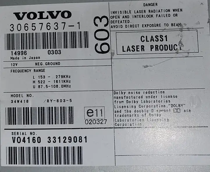 Volvo V70 (2000 - 2004) HU603 Магнитола / мультимедийная система — фото 2