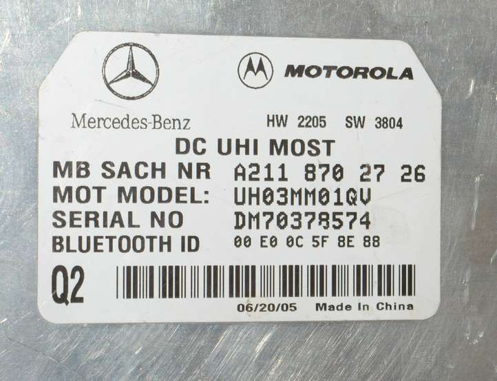 Mercedes-Benz E W211 (2002 - 2009)  A2118702726 Модуль «Bluetooth»