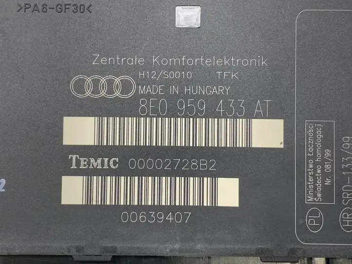 Audi A4 S4 B6 8E 8H (2000 - 2006) 8E0959433AT Модуль комфорта — фото 2