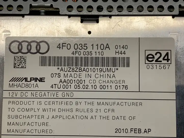 Audi A6 S6 C6 4F (2008 - 2011) 4F0035110A CD/DVD чейнджер — фото 3
