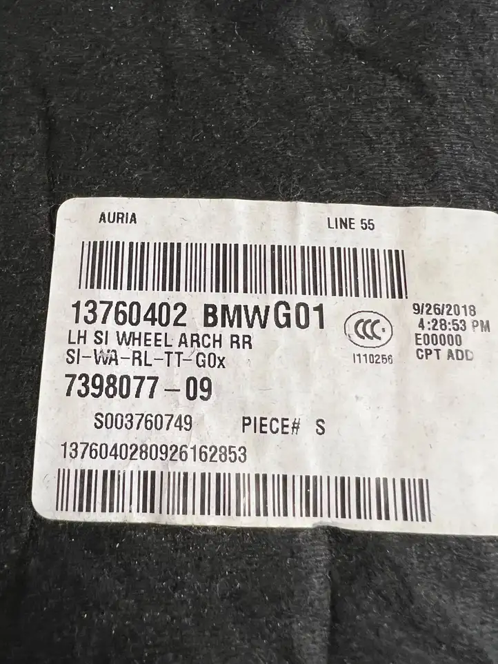 BMW X3 G01 (2018 - 2024) 7398077 Звукоизоляция багажника — фото 3