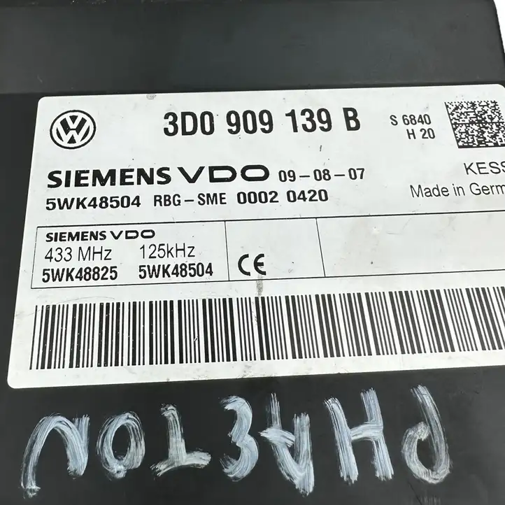 Volkswagen Phaeton (2002 - 2008) 3D0909139B Блок бесключевого доступа — фото 6