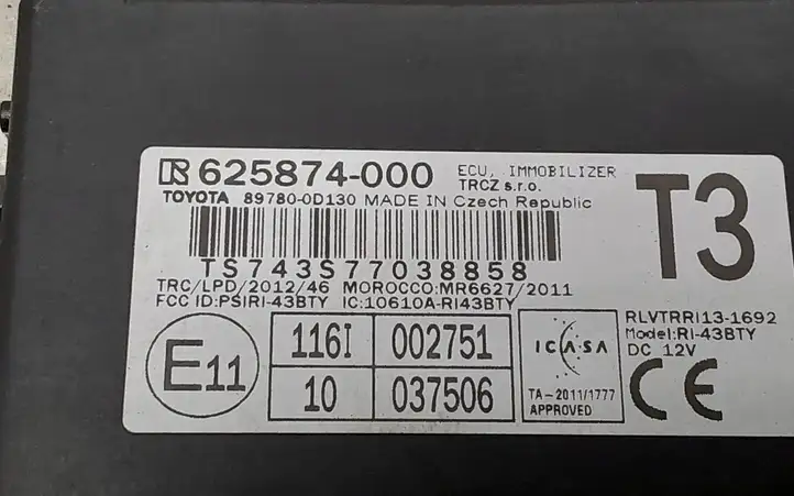 Toyota Yaris (2014 - 2019) 897800D130 Блок иммобилайзера — фото 2