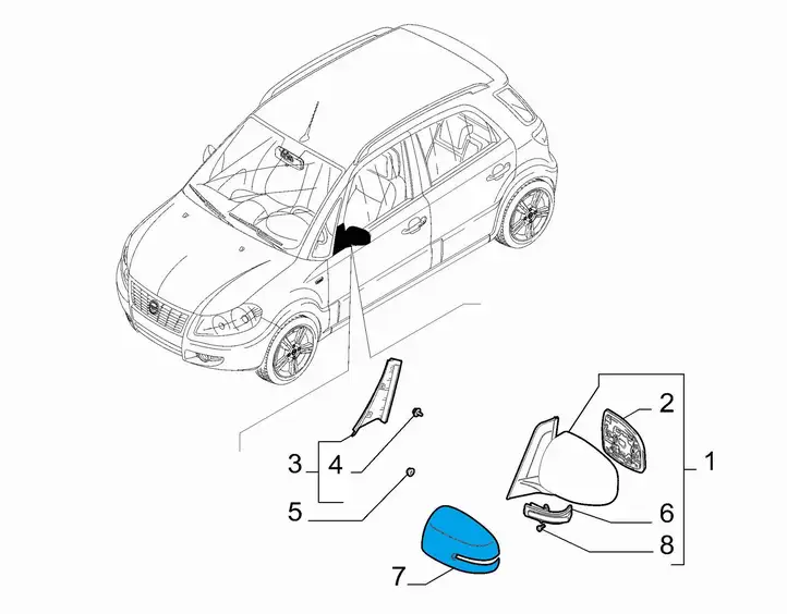 Fiat Sedici (2007 - 2016) 71768248 Пластиковая отделка зеркала — фото 4