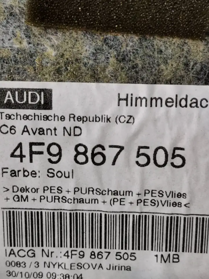 Audi A6 S6 C6 4F (2008 - 2011) 4F9867505 Комплект потолочной обшивки — фото 4