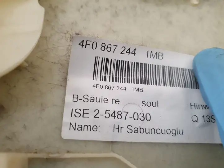 Audi A6 S6 C6 4F (2004 - 2008) 4F0867244 Верхняя обшивка стойки B — фото 2