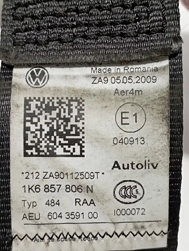 Volkswagen Golf VI (2009 - 2013) 606471400 Задний ремень безопасности — фото 5