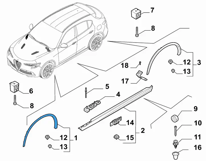 Alfa Romeo Stelvio Type 949 (2017 - ) 50535579 Накладка колесной арки — фото 4
