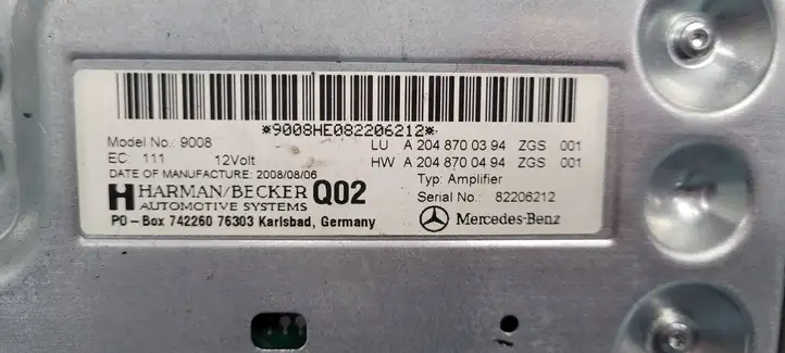 Mercedes-Benz C W204 (2007 - 2014) A2048700394 Усилитель звука — фото 6