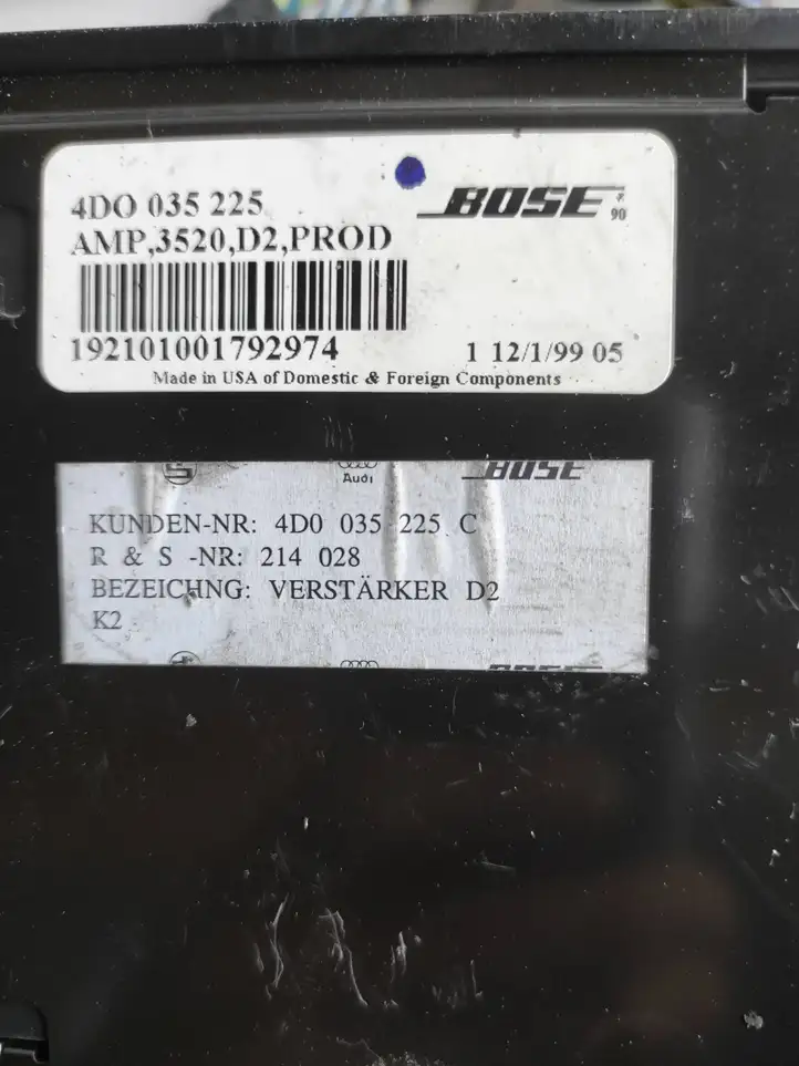 Audi A8 S8 D2 4D (1999 - 2002) 4DO 035 225 Усилитель звука — фото 2