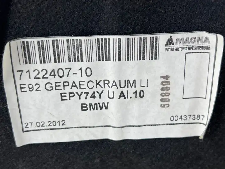 BMW 3 E92 E93 (2005 - 2014) 7122407 Прочая отделка багажника — фото 7