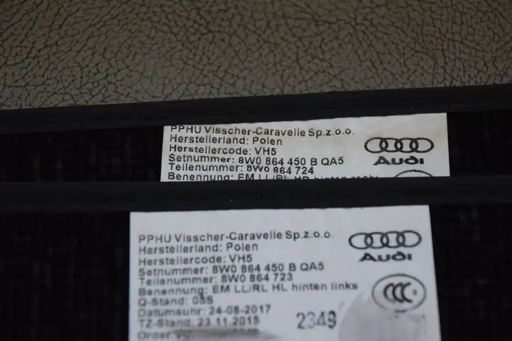 Audi A4 S4 B9 (2015 - 2019) 8W1863714 Комплект автомобильных ковриков — фото 2