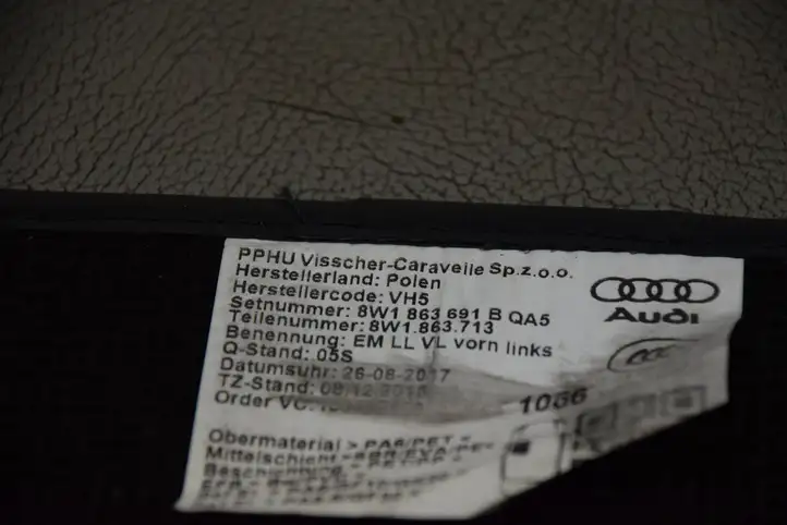 Audi A4 S4 B9 (2015 - 2019) 8W1863714 Комплект автомобильных ковриков — фото 3