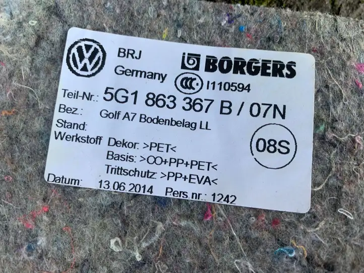 Volkswagen Golf VII (2013 - 2019) 5G1863367B Передний коврик салона — фото 5