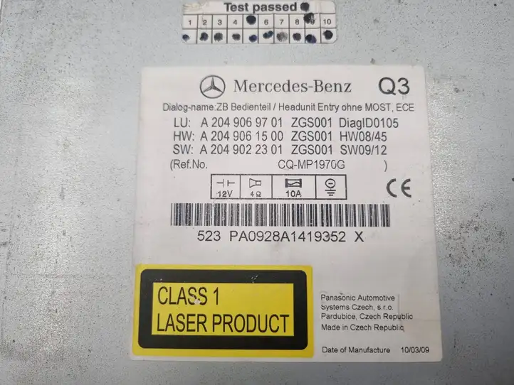 Mercedes-Benz C W204 (2007 - 2014) A2049069701 Магнитола / мультимедийная система — фото 4