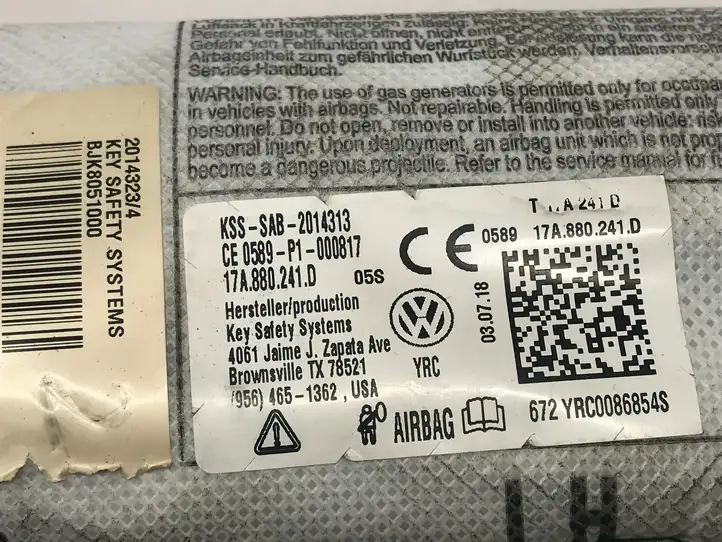 Volkswagen Jetta VII (2019 - ) 17A880241D Подушка безопасности сиденья — фото 5