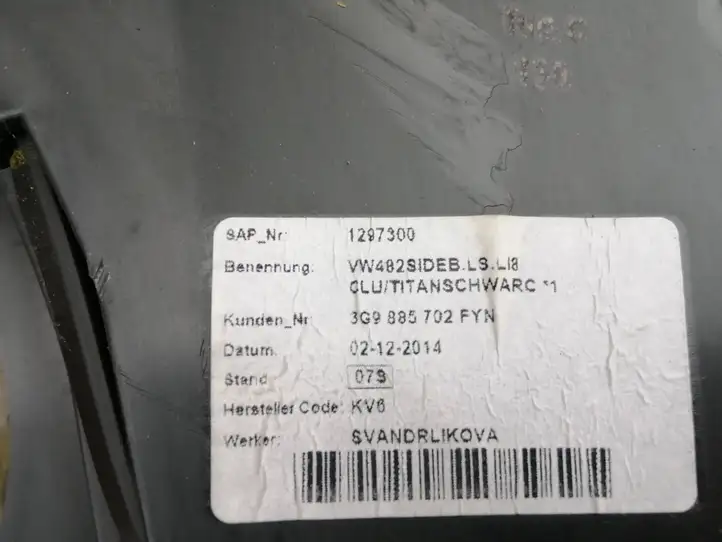 Volkswagen PASSAT B8 (2015 - ) 3G9885702 Верхняя боковая отделка заднего сиденья — фото 2