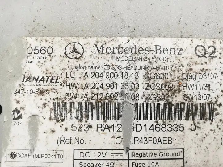 Mercedes-Benz C W204 (2007 - 2014) A2049001813 Магнитола / мультимедийная система — фото 4