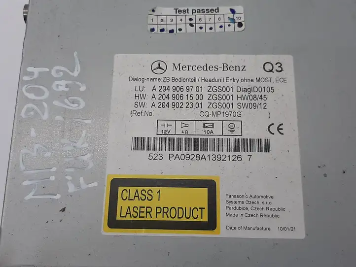 Mercedes-Benz C W204 (2007 - 2014) A2049069701 Магнитола / мультимедийная система — фото 4