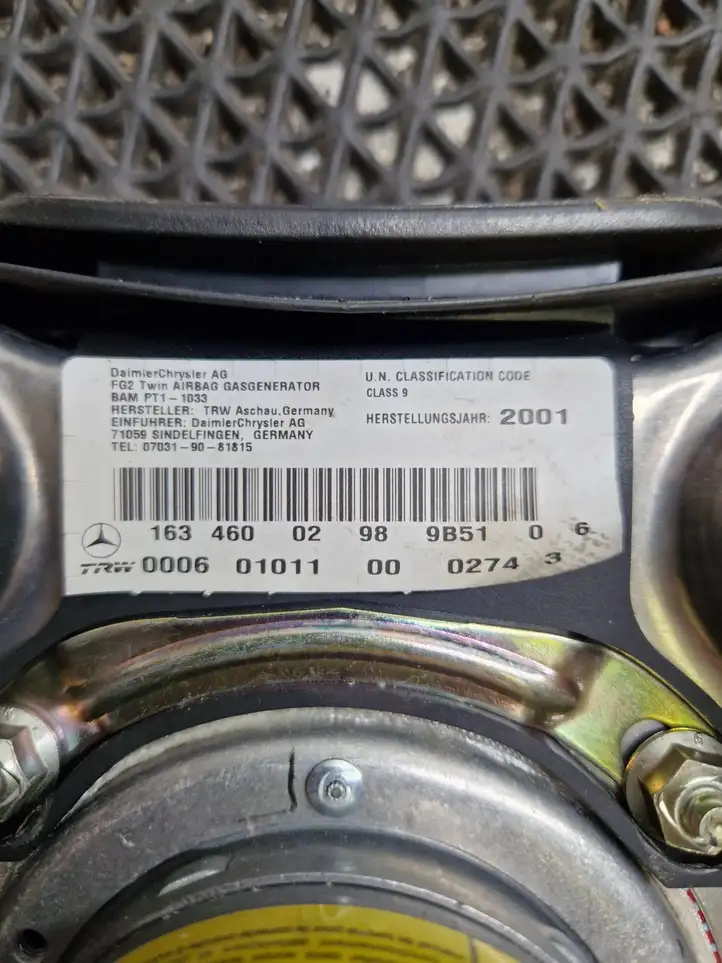 Mercedes-Benz ML W163 (1997 - 2005) 1634600298 Подушка безопасности руля — фото 2