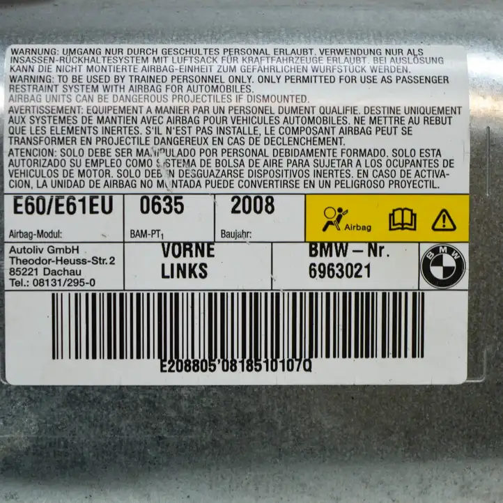 BMW 5 E60 E61 (2004 - 2010) 6963021 Подушка безопасности двери — фото 5