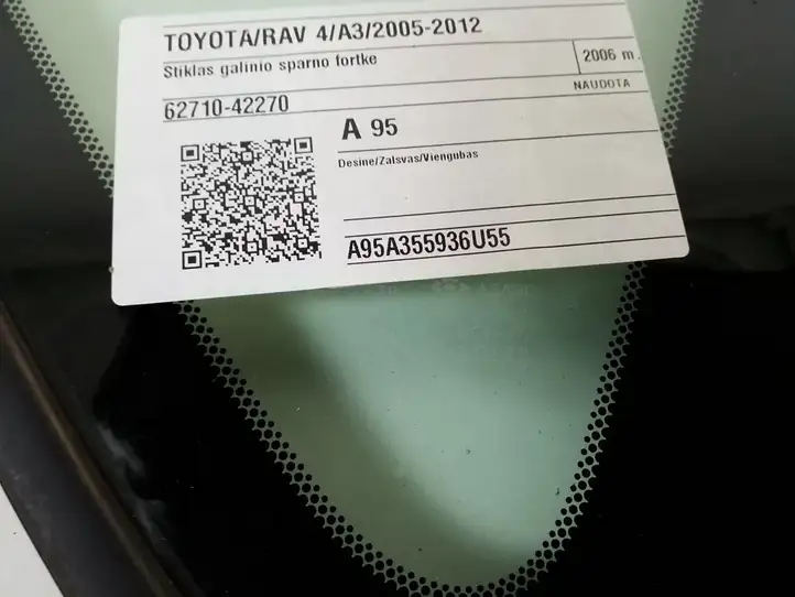 Toyota RAV 4 (XA30) (2006 - 2016) 62710-42270 Заднее боковое стекло — фото 2