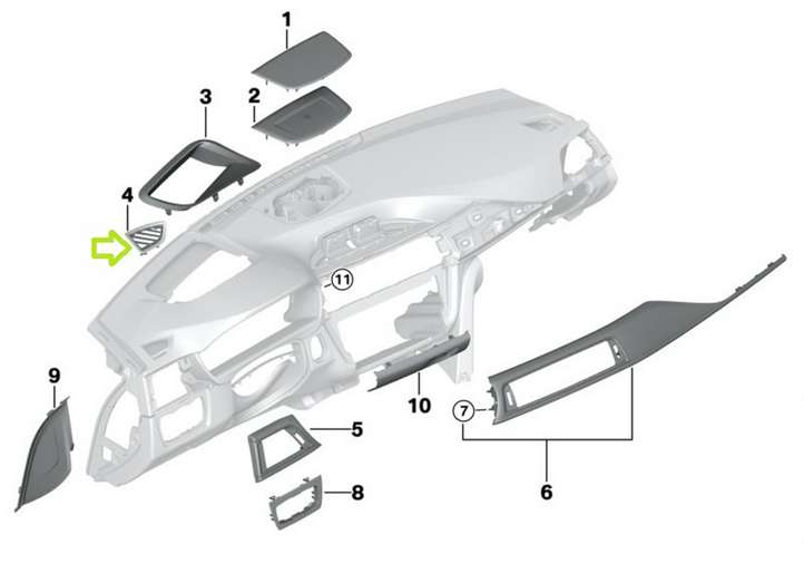 BMW 3 F30 F35 F31 (2012 - 2018)  9218519 Воздушная решётка окна