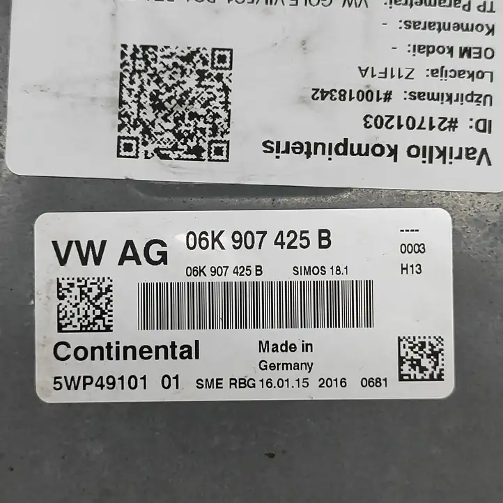 Volkswagen Golf VII (2013 - 2019) 06K907425B Блок управления двигателем (ЭБУ) — фото 8