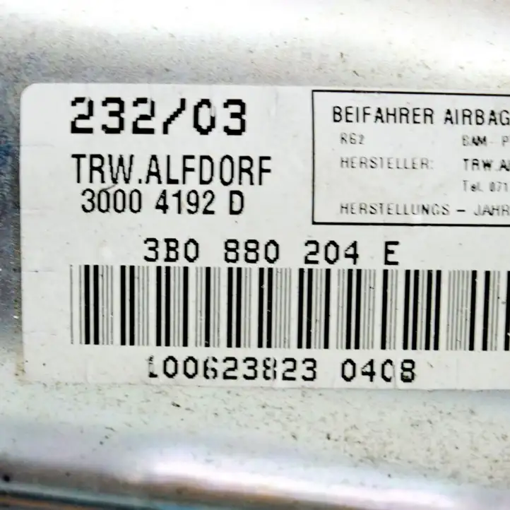 Volkswagen PASSAT B5.5 (2001 - 2005) 3B0880204E Подушка безопасности пассажира — фото 1