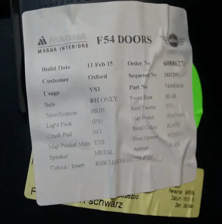 Mini Clubman F54 (2015 - 2019) 74105347360864 Обшивка задней двери — фото 1