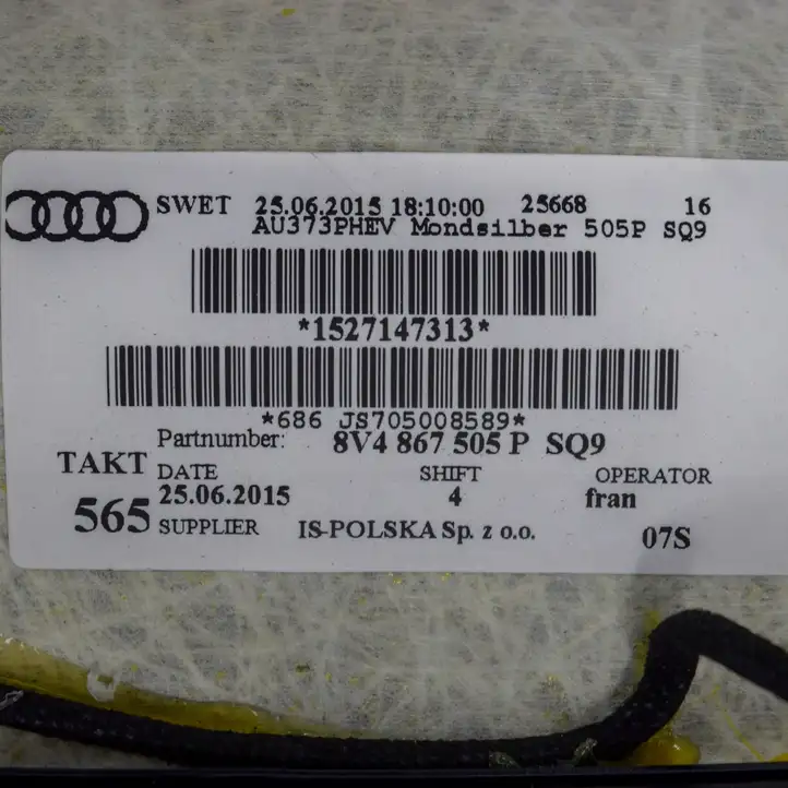 Audi A3/S3 8V (2012 - 2016) 8V4867505P Потолочная обшивка — фото 3