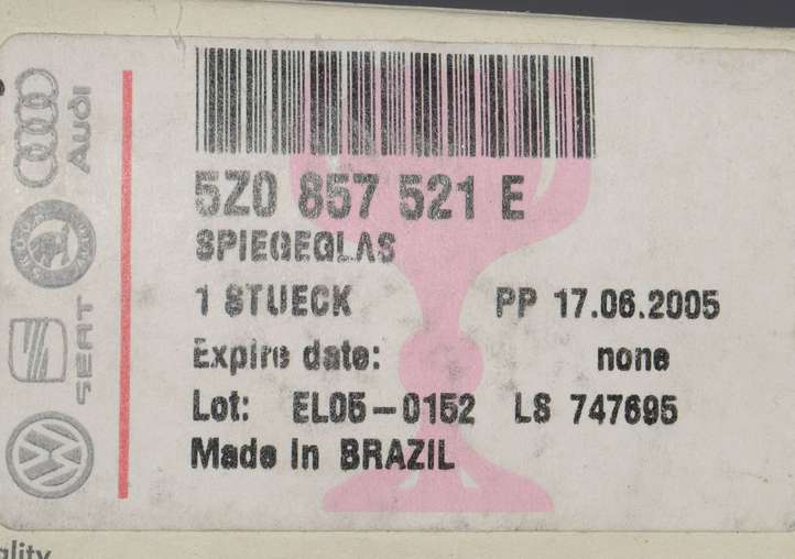 Volkswagen Fox (2005 - 2009)  5Z0857521E Части зеркала