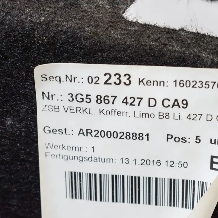 Volkswagen PASSAT B8 (2015 - ) 3G5867427D Боковая обшивка багажника — фото 5