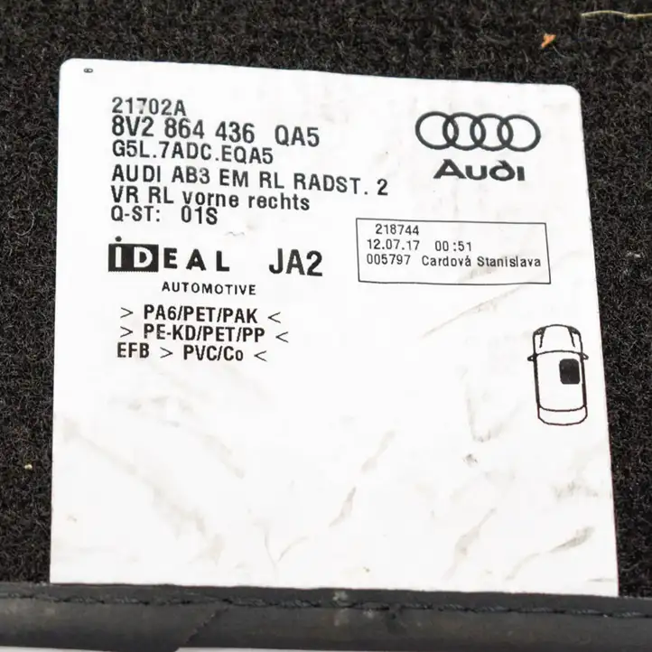 Audi A3/S3 8V (2016 - 2020) 8V2864435 Комплект автомобильных ковриков — фото 8