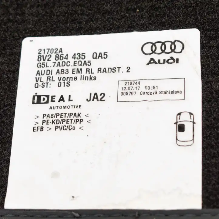 Audi A3/S3 8V (2016 - 2020) 8V2864435 Комплект автомобильных ковриков — фото 9